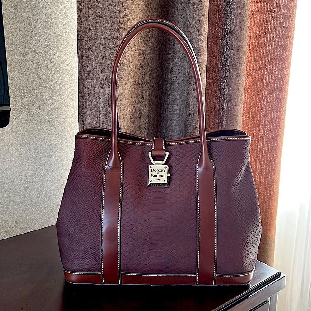 Dooney & Bourke Brown Croc Embossed Layla Tote